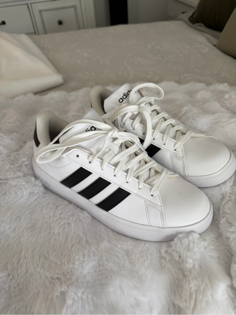 adidas Grand Court 3.0 White Sneakers with Black Womens